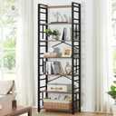 HOMBAZAAR 7 Tier Bookshelf,84 inch Tall Industrial Bookcase with Metal Frame and Open Shelves,Rustic Heavy Duty 7 Shelf Bookcase, Office Book Shelves for Living Room and Bedroom,Brown, 7 Tier -11.8"D x 23.6"W x 83.8"H