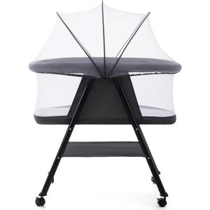 Jaoul Baby Bassinet, Portable Baby Travel Crib for Baby Bed with Wheels Comfy Mattress Mosquito Net Storage for Infant Newborn Lightweight and Breathable Mesh Design Dark Grey