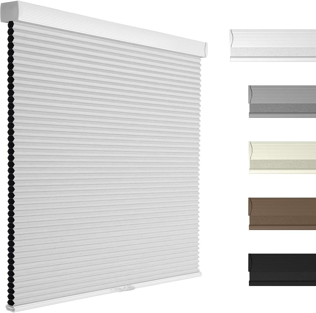 Boolegon Blackout Cellular Shades Cordless Pull Down Cellular Blinds Thermal Insulated Honeycomb Blinds for Windows, White (Custom Size)