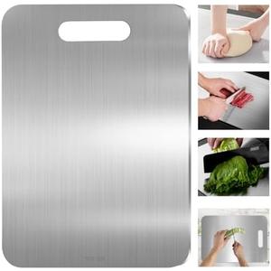 304 Stainless Steel Cutting Board, Double-sided Stainless Steel Cutting Board for Kitchen Dishwasher Safe Ideal Food Grade Chopping Board for Cutting Meats Fruit & Vegetable(13.3 * 9.1 In)