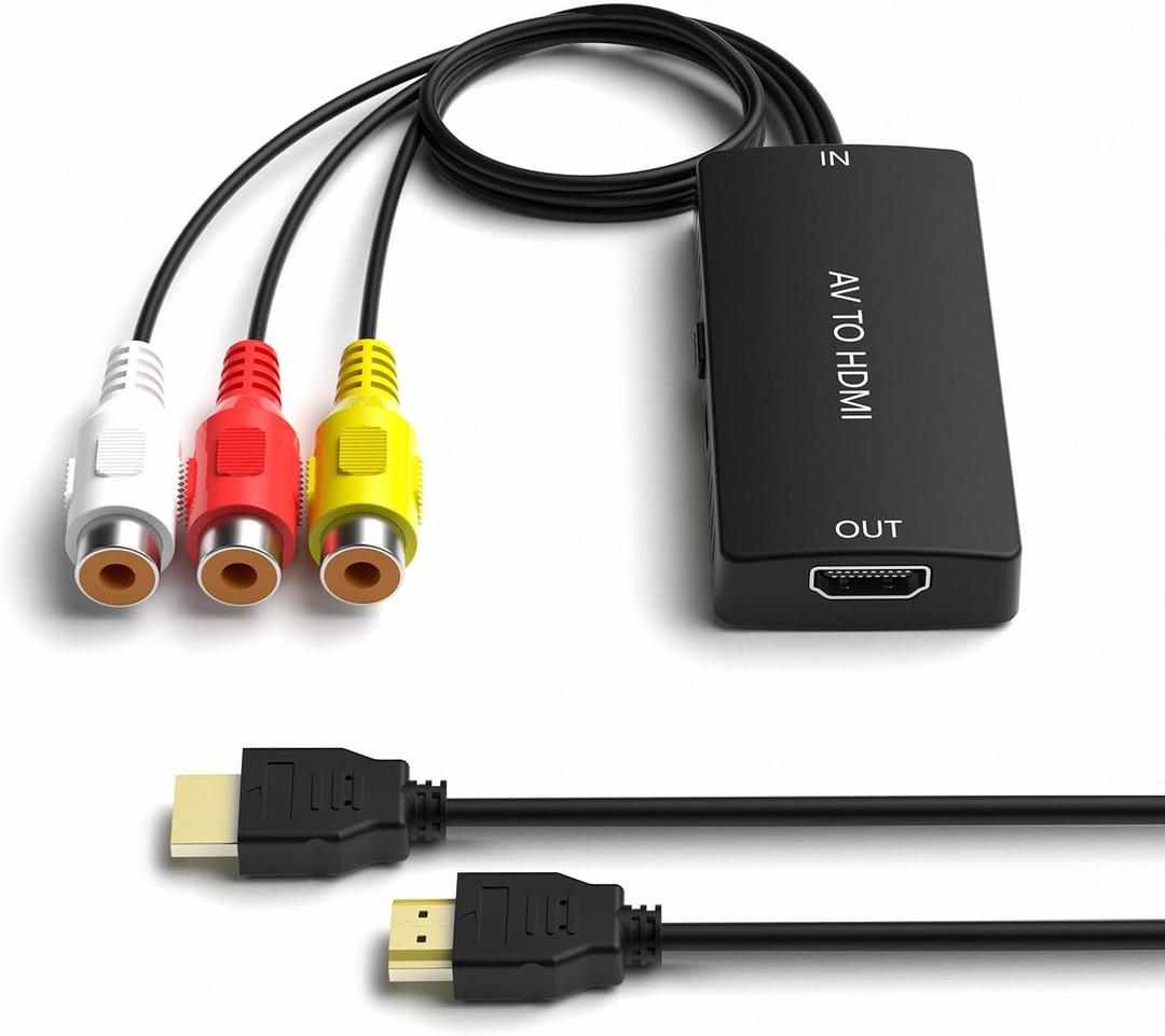 Dingsun RCA to HDMI Converter, AV to HDMI Adapter Support 1080P/720P for PS2/PS3/N64/Wii/VHS/VCR/DVD/Blue-Ray Players etc.