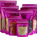 150 Pcs Mylar Bags for Food Storage, 5x8 Mylar Bag with Window Stand Up, Small Holographic Resealable Bags Smell Proof Bag Food Packaging for Small Business Freeze Dried Candy Jewelry Foil Packaging