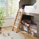 50" 55" 60" Black Wood Bunk Bed Ladder, Lofted/Dorm/RV Bed Bunkbed Ladders with 4in Extra Wide Steps and Non-Slip Pads, Replacement Wooden Ladder for Motorhome/Camping (Wood Color, 50in /127cm)