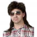 Swiking Mullet Wigs for Men Black Retro 70s 80s Disco Rocker Curly Punk Fancy Party Halloween Cosplay Costume Replacement Full Wigs(Black)