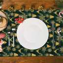 2 x Fur Table Runner,Table Runners 14x72 Inches,Snow Table Runner,Green and Gold Print Decorations for Party Birthday Friends Giving Wedding Dinning Table (Green)