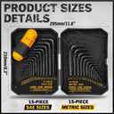 ELEAD 31-Piece Hex Key Set - Allen Wrench Set, SAE and Metric Allen Keys MM(0.7mm-10mm) SAE(0.028"-3/8) Heat-Treated, Torque Handle, High Leverage, Long & Short Keys, Easy Organization
