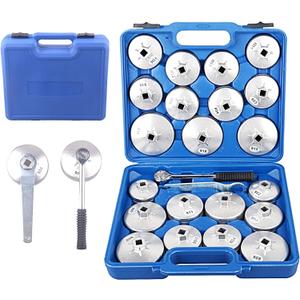 DAYUAN 23pcs Aluminum Alloy Cup Type Oil Filter Cap Wrench Socket Removal Tool Set 1/2" dr. with a Storage Case