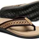 MEGNYA Womens Orthopedic Sandals with Arch Support, Summer Plantar Fasciitis Flip Flops for Flat Feet, Comfortable Cushioned Foam Slippers for Outdoor Beach (8, W2-brown)