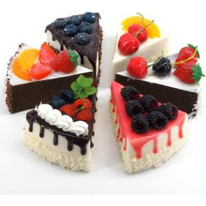 [6-Pack] Faux Slice Cake - Artificial Desserts Replica for Kitchen and Bakery Shop Display (Multi)