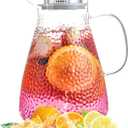 2.0 Liter 68 oz Glass Pitcher with Lid and Spout, Glass Carafe for Hot/Cold Water, Large Iced Tea Pitcher for Coffee, Milk,Juice and Homemade Beverage,Iced Coffee, and Container for Drinks