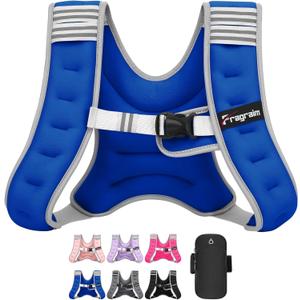 Fragraim Weighted Vest for Women Men - 8lb/10lb/12lb/16lb/22lb/25lb/30lb Weight Vest with Reflective Stripe, Detachable Phone Pouch, Ideal for Walking, Strength Training, Running, Workout, Cardio (Blue)