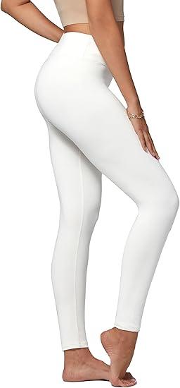 Conceited High Waisted Ultra Soft Leggings for Women - Full Length, White, Size S/M
