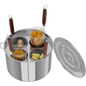 Pasta Pot With Strainer Basket,Large 4 Holes Pasta Pot with Insert for Cooking, Pot With Strainer Lid Stainless Steel for Home Kitchen (28.5 Quarts)