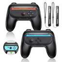 3 x WAXITY [Fit For switch1/2] Hand Grips for Switch 2 (2025)/OLED, Ergonomic Comfort&Wear-Resistant Handle Grips for Joy Cons Controller Accessories Kit Control Handle for Switch 2 (Black)