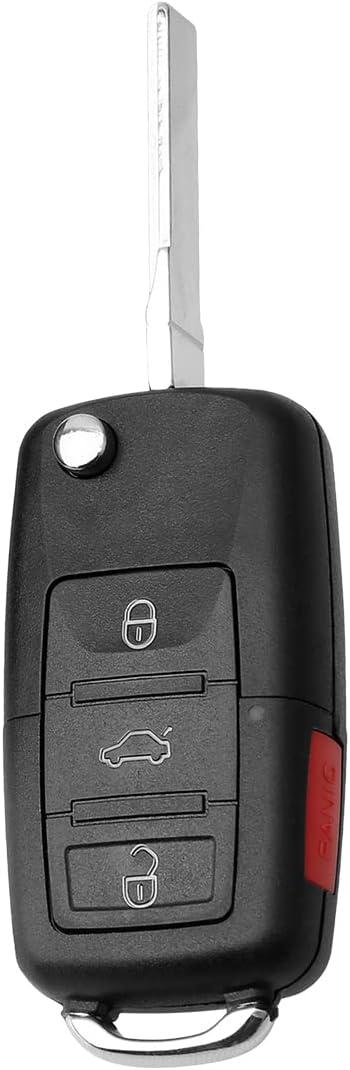 1Pcs Car Key Fob Keyless Flip Entry Remote HLO1J0959753AM 3-btn Compatible with Beetle Golf Passat Flip Key Fob