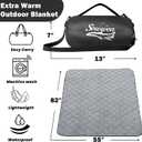 Waterproof Outdoor Blanket 82X 55 Packable, Stadium Blankets for Camping with Sherpa Fleece Lining, Large Windproof Emergency Throw for Garss Picnic Hiking Road Trip, Machine Washable, Black 300GSM
