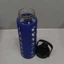 MUKOKO 24oz Glass Water Bottle with 2 Lids-Handle Flip Lid&Bamboo Straw Lid,Motivational Water Tumbler with Time Marker Reminder and Silicone Sleeve, Leakproof-Blue (Bule)