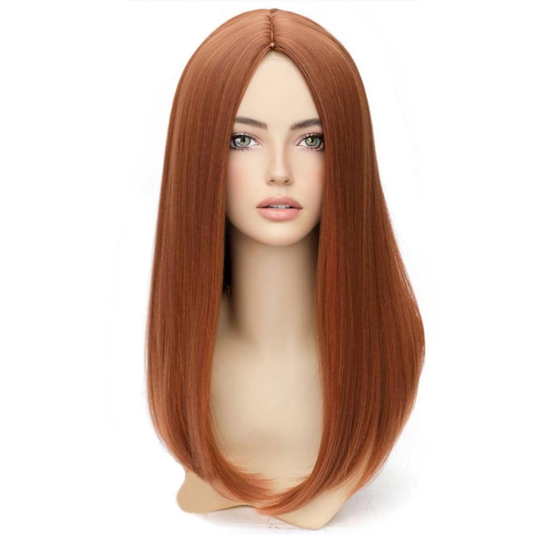 Dark Orange for Women Long Straight Orange Wig Ginger Wigs Auburn Wigs Heat Resistant Synthetic Hair