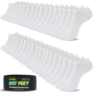 HOT FEET Thin Ankle Socks for Women & Girls  Fun & Cute Low Cut No Show Socks, Stocking Stuffers, 6, 8, 18 PK Size 4-10 (White)