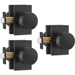 Goldenwarm Black Door Knobs Passage, Zinc Alloy Matte Black Passage Door Knob, Heavy Duty Modern Hall and Closet Door Knobs, Hallway (3 Pack)