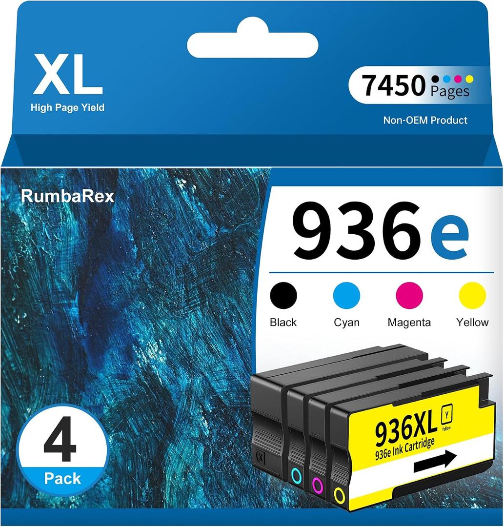 936 936XL 936e 9125e Ink Cartridges Combo Pack Replacement for HP 936e 936XL 936 Ink Cartridge for OfficeJet Pro 9125e 9120e 9730e 9130 9135e 9122e 9128e 9110b 9120b 9130b 9130e Printer Ink