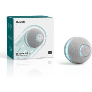 Cheerble Smart Interactive Cat Toy, Automatic Moving Bouncing Rolling Ball for Indoor Cat Kitten, Peppy Pet Ball with Lights and Bell, Grey