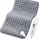 Electric Heating Pad, 2025 Upgraded Dual Mode Controller (Manual and auto Off Mode),Multiple Safety protections, Comfortable Soft, Machine Washable12"x 24" Grey