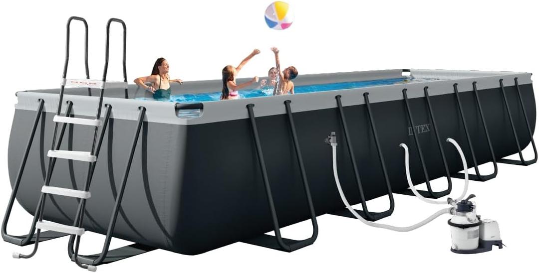 INTEX 26357MZ 20ft x 10ft x 52in Ultra XTR Deluxe Rectangular Above Ground Swimming Pool Set, Includes 1500 GPH Sand Filter Pump, SuperTough Puncture Resistant, Rust Resistant, Easy to Assemble