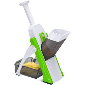 Masthome 5 in 1 Vegetable Chopper, Safe Mandoline Slicer,Professional Vegetable Slicer, Julienne&Dicer for Vegetables,Potato Slicer,Thickness Adjustable 0.1-8 mm Artifact Fast Meal Prep(Green)