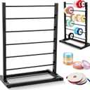 Menkxi 6 Tier Metal Ribbon Organizer Ribbon Rack Display Holder Shelf Spool Holder Storage Organizer for Sewing Craft Mesh Thread Tape Wreath Crochet Roll Cake Flower Store Wrapping Gift, Black