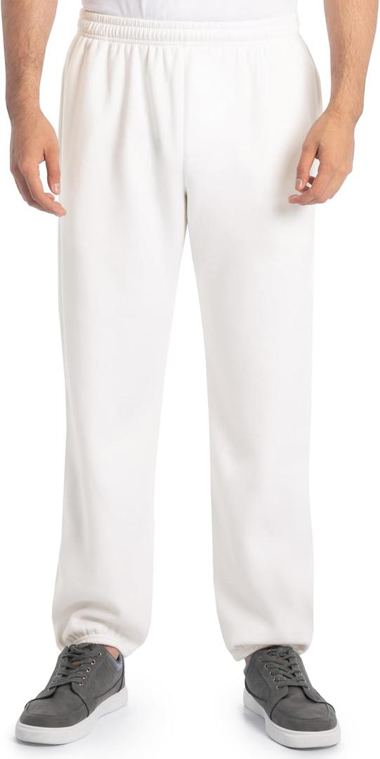 Fruit of the Loom Eversoft Fleece Elastic Bottom Sweatpants with Pockets, Relaxed Fit, Moisture Wicking, Breathable (Medium, White)