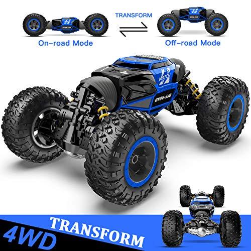 BEZGAR TD141 Remote Control Car - 1:14 Scale 4WD All-Terrains Large RC Cars for Kids, 2.4GHz Transformable Stunt Cars, Monster Truck Toys, Christmas Birthday Gifts for Boys & Girls