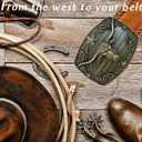 Western Belt Buckles for Men Cowboy Belt Buckle American Flag Belt Buckles Longhorn bull Gold