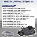 Transmission Position Sensor Neutral Safety Switch 28900-RAY-033 Compatible with Honda Accord Pilot 2003-2007 Trans Range Sensor Replace 28900-RAY-003 28900-RAY-013 28900-RAY-023