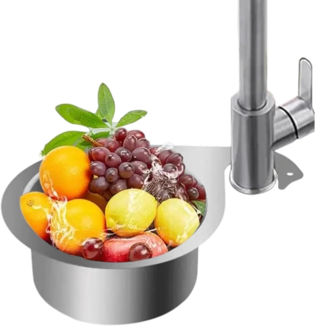 Premium Stainless Steel Kitchen Swan Sink Strainer Basket Hanging Waste Drain Filter Basket Fruit Vegetable Drainer Sponge Rack Storage