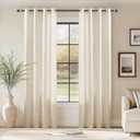BULBUL Linen Curtains 84 inches Long for Living Room,2 Panels Linen Privancy Semi Sheer Light Filtering Tulle Curtains,Neutral Farmhouse Country Boho Bedroom Curtain Drapes