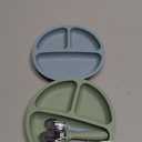 Eascrozn Baby Feeding Set, 2 Pack Silicone Divided Suction Plates for Baby, 2 Pack Spoons and Forks Set, BPA Free, Baby Led Weaning Supplies for Toddler Utensils (Blue)