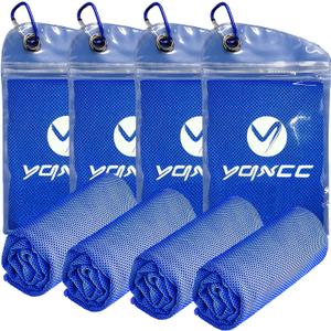 YQXCC 4 Pack Cooling Towels | 40"x12" | Ice Cool for Neck | Microfiber Soft Breathable Chilly | for Yoga, Golf, Gym, Camping, Running, Workout & More Activities
