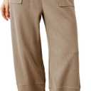 Xiaoxuemeng Womens Baggy Wide Leg Pants Casual Elastic Waisted Palazzo Harem Pants with Pockets (Beige), Medium