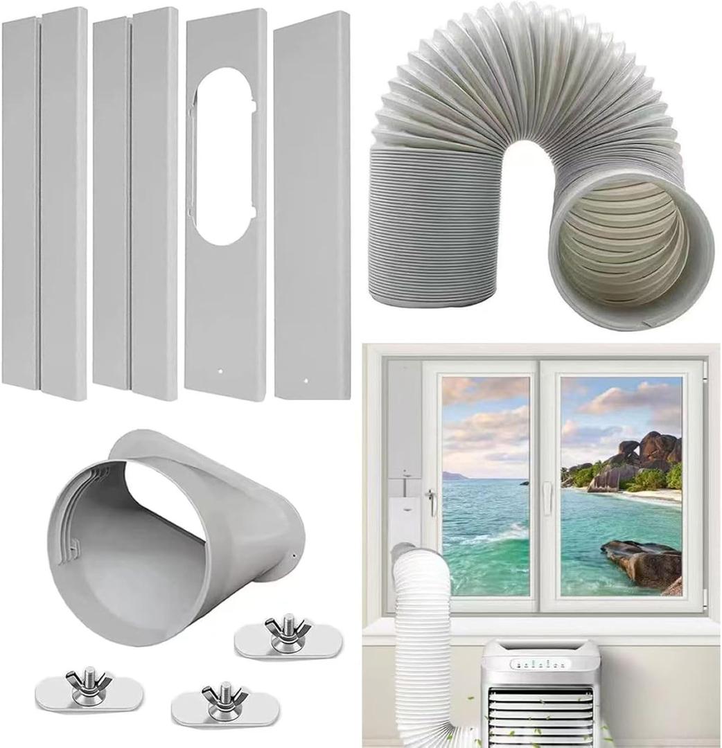 Portable Air Conditioner Window Vent Kit, Adjustable Window Seal Slide Kit Plate for Portable Air Conditioner Kit Sliding Window AC Vent Kit Fit for Exhaust Hose with 5.1"/13cm Diameterr.