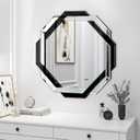 Bathroom Mirror Black - 28X28 Wall Mirrors Decorative, Beveled Edge Frameless Mirror for Wall Bathroom, Vanity Room, Bedroom, Living Room and Enterway