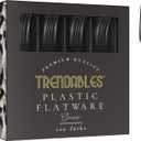 Disposable Black Plastic Cutlery Set - 120 Pack With Silverware, Forks