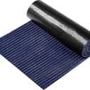 Nuanchu Large Semi-Finished Striped Doormat Waterproof Entry Mat with Rubber Lining, Indoor and Outdoor Mat for Wet Weather, Entrance Shoe Scraper, Kitchen, 24 x 35(Navy Blue,1 Roll)