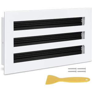 12x6 Modern AC Vent Cover, Decorative White Air Vent (Duct Opening Cutout), All Aluminium Standard Linear Slot Diffuser, Low Noise - Register Grille for Ceiling, Walls & Floors