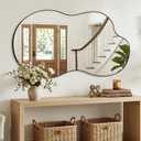 Irregular Wall Mirror, 26"x48" Asymmetrical Mirror with Metal Frame, Modern Unique Decorative Mirrors for Bathroom, Wall Decor, Entryway, Living Room, Black