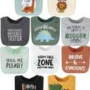 The Peanutshell Baby Boy Terry Bibs Set of 10-100% Cotton, Soft, Absorbent Baby Bibs, Toddler Boy Set, Newborn & Infant Bib - Dinosaur
