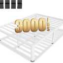 MAF 14 Inch Full Size Metal Platform Bed Frame White with Round Corner Legs, 3000 LBS Heavy Duty Steel Slats Support, Noise Free, No Box Spring Needed, Easy Assembly