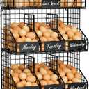Xcosrack Egg Holder Countertop, 3 Tier Egg Rack with Labels Dividers to Separate Eggs, Stackable Wire Baskets for Fresh Egg, XXL Egg Dispenser for Countertop/WallMounted 