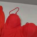 Women's Push-up Monokini with Sarong, Seashell Bra Halter Backless Cheeky, One Piece Swimsuit with Skirt Set (Large, Red)