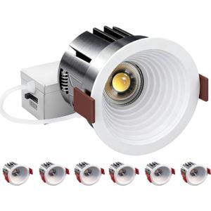Shower Ceiling Light, 2 Inch Waterproof LED Recessed Lighting, IP65 Bathroom Recessed Light with Junction Box, 5CCT Dimmable Anti-Glare COB Downlight, 840LM CRI90+, ETL Energy Star, 6 Pack